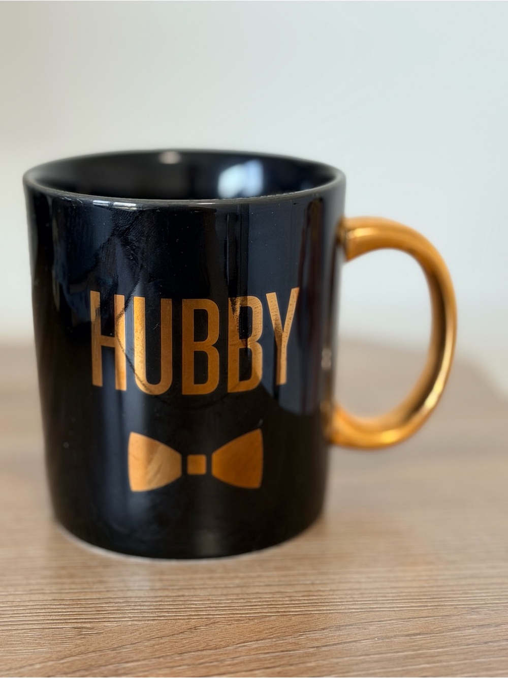 High shine Black & Gold "HUBBY" Ceramic Mug